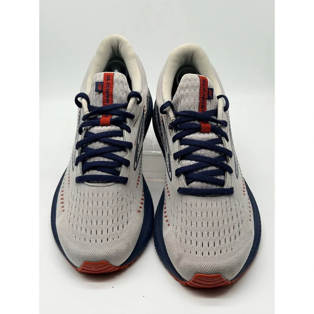 Brooks Glycerin GTS 19 Mens 12.5 D Running Shoes Gray Navy Orange 110357